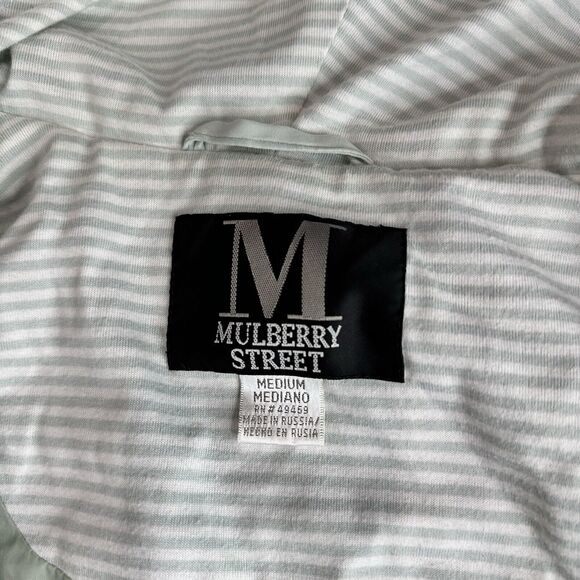 Mulberry Street Jacket Coat Mint Green Hooded Full Zip Cinch Waist Women’s M - Picture 5 of 7